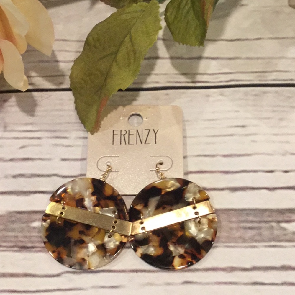 NEW  gold Statement Earrings with tortoise.